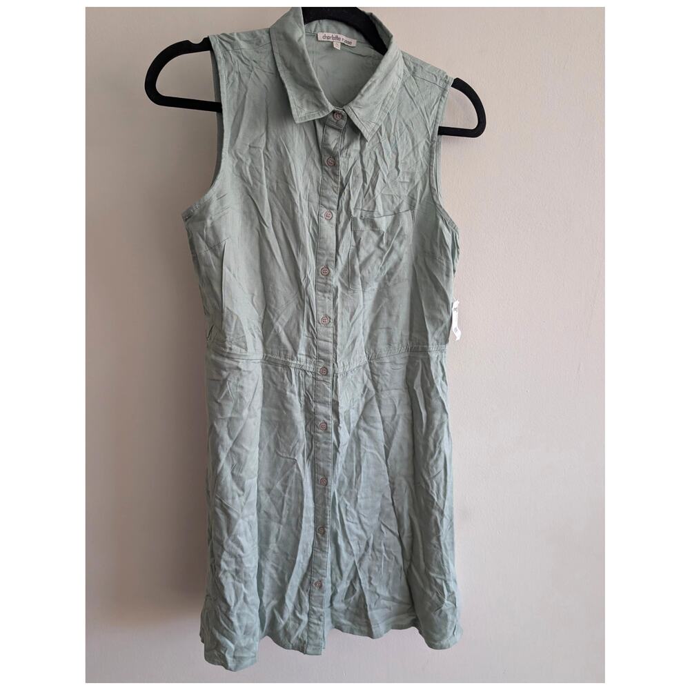 Charlotte Russe Women's Button Front Shirt Dress Sleeveless Mint Green Size S